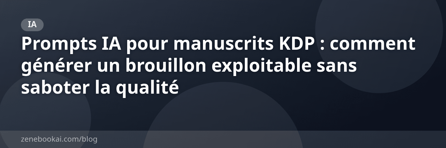Prompts IA pour manuscrits KDP : comment générer un brouillon exploitable sans saboter la qualité